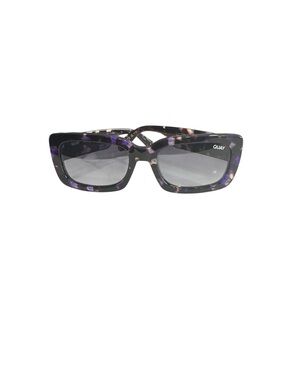Quay Australia Purple Tortoiseshell Rectangular Sunglasses with Smoke Lenses